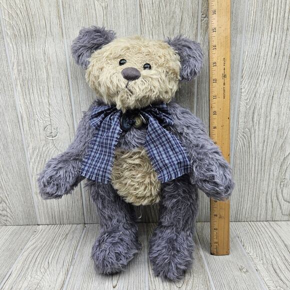Ashton-Drake Galleries Pamela Wooley Theo Teddy Bear #0768 2000 Plaid Bow‎ Blue - Picture 7 of 10